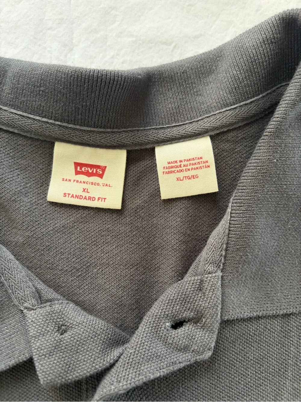 Levi's Men's Housemark Regular fit Charcoal Gray Polo with Red Logo Size XL
